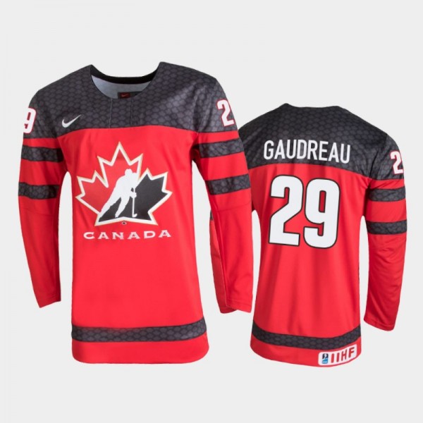 Men's Canada 2021 IIHF U18 World Championship Benjamin Gaudreau #29 Red Jersey