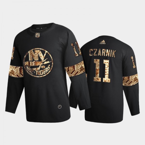 New York Islanders Austin Czarnik #11 Python Skin Black 2021 Exclusive Edition Jersey