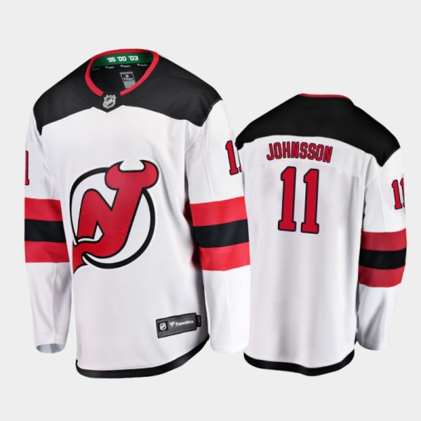 New Jersey Devils Andreas Johnsson #11 Away White ...